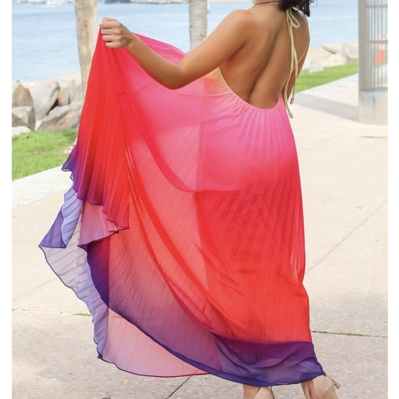 NWT Summer Ombre Sunset Vacation Maxi Dress S: Small-Medium - Picture 6 of 12